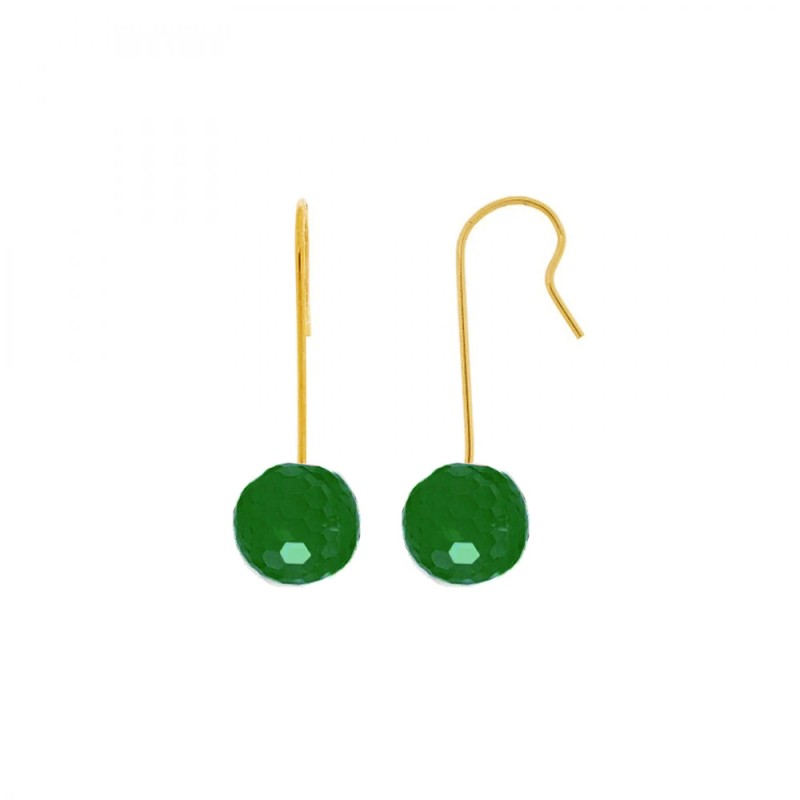 Σκουλαρίκια Κ14 χρυσό και green agate- M318650GA